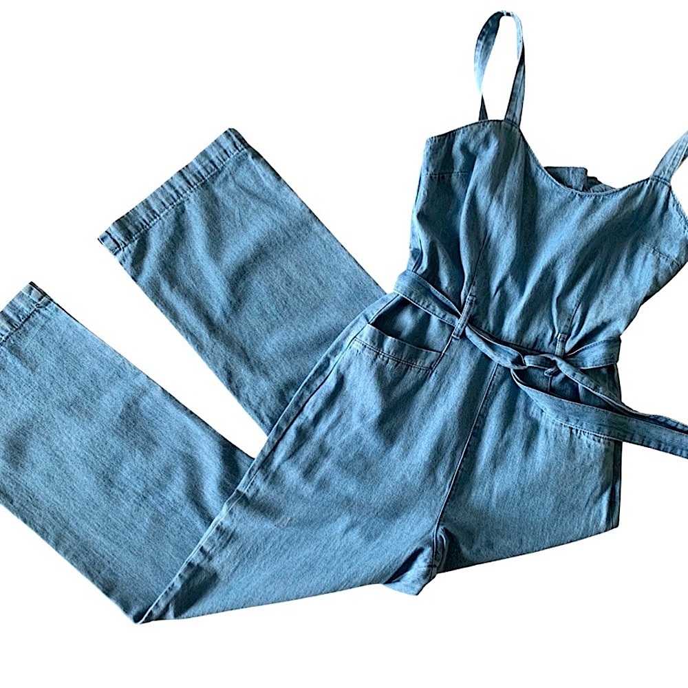 REWASH Denim Jean Light Wash Jumpsuit